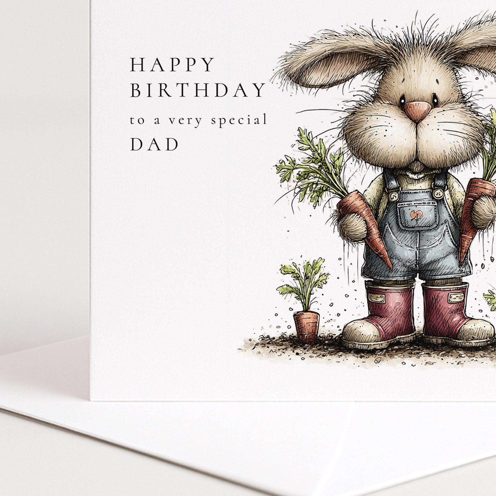 Dad Birthday Card - Personalised Garden Lover Gift With Cute Bunny Illustration
