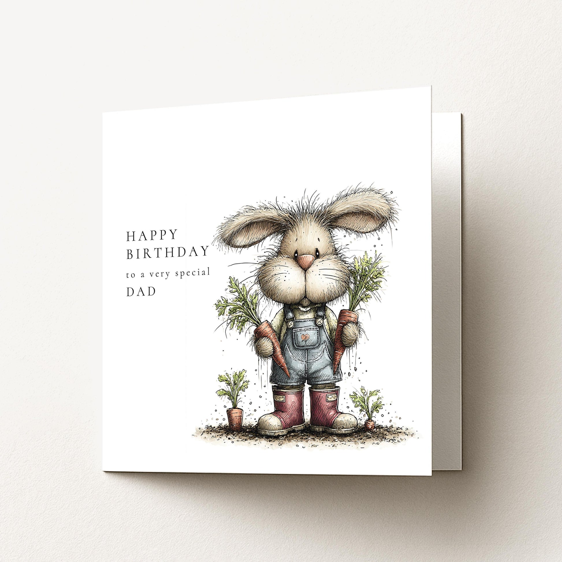 Dad Birthday Card - Personalised Garden Lover Gift With Cute Bunny Illustration