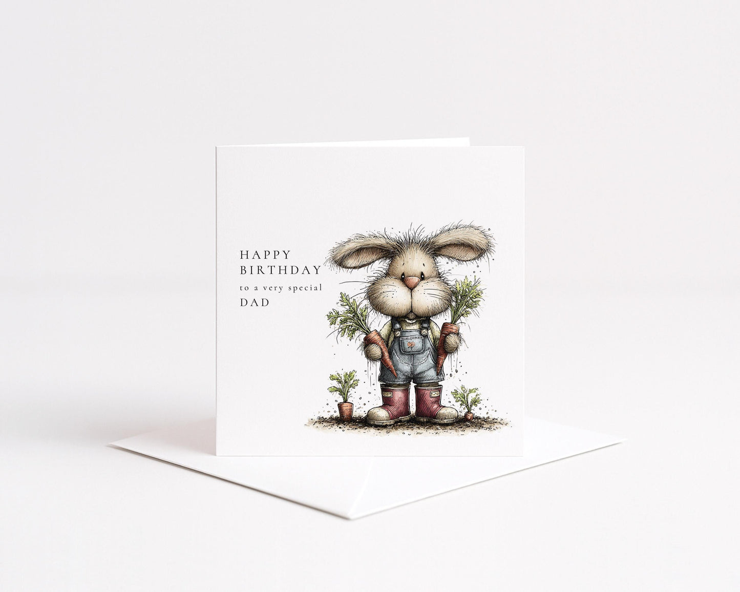 Dad Birthday Card - Personalised Garden Lover Gift With Cute Bunny Illustration