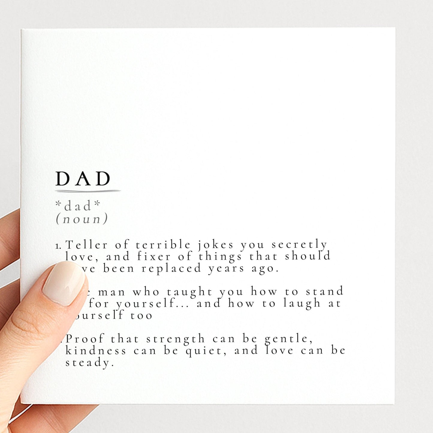 Dad Definition Card – Minimalist Birthday Greeting With Heartfelt Message