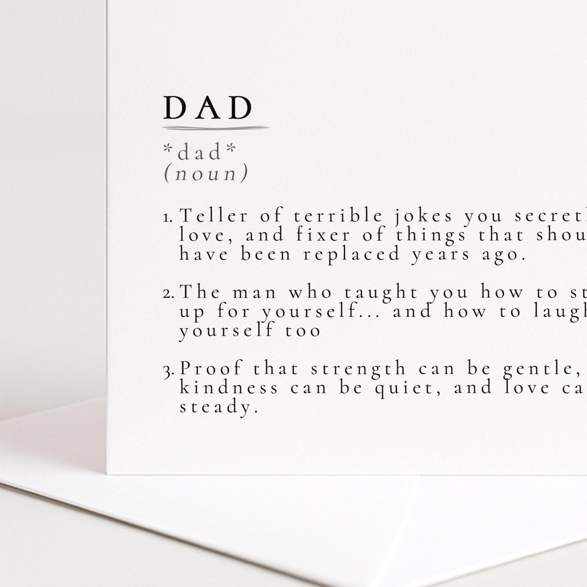 Dad Definition Card – Minimalist Birthday Greeting With Heartfelt Message