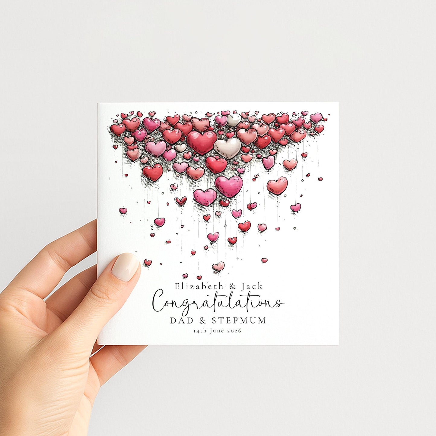 Dad Stepmum Wedding Card – Personalised Elegant Family Keepsake Card Design