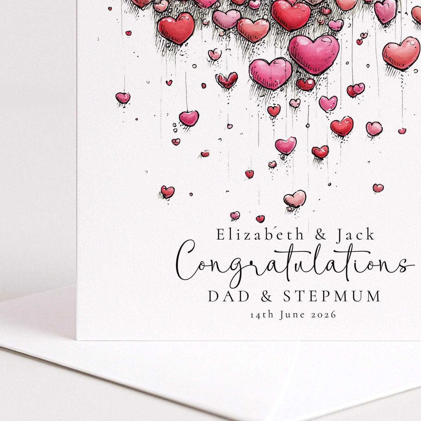 Dad Stepmum Wedding Card – Personalised Elegant Family Keepsake Card Design