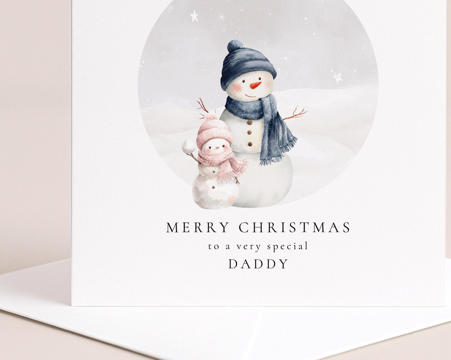 Daddy Christmas Card - Personalised Snowman Family Card