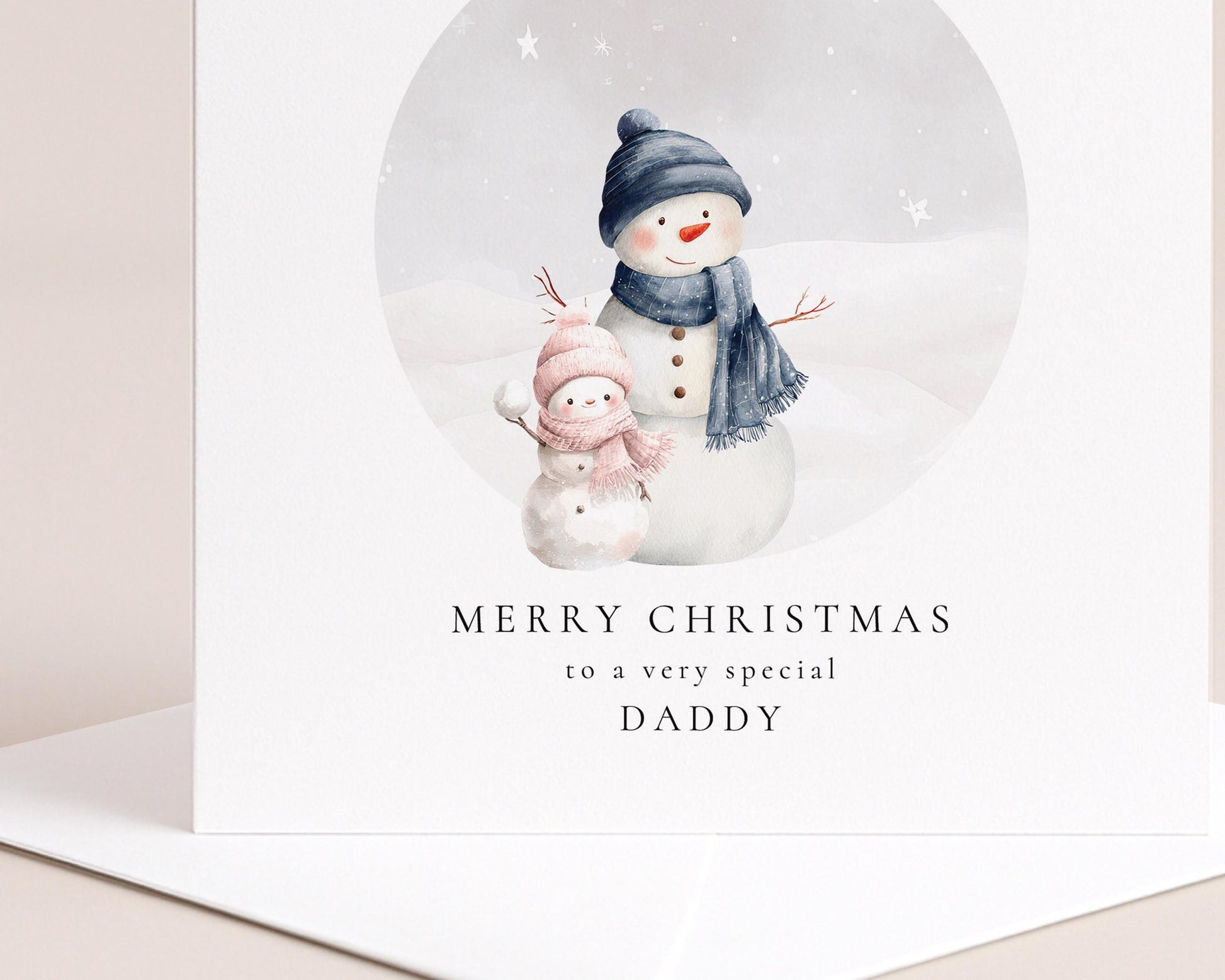 Daddy Christmas Card - Personalised Snowman Family Card