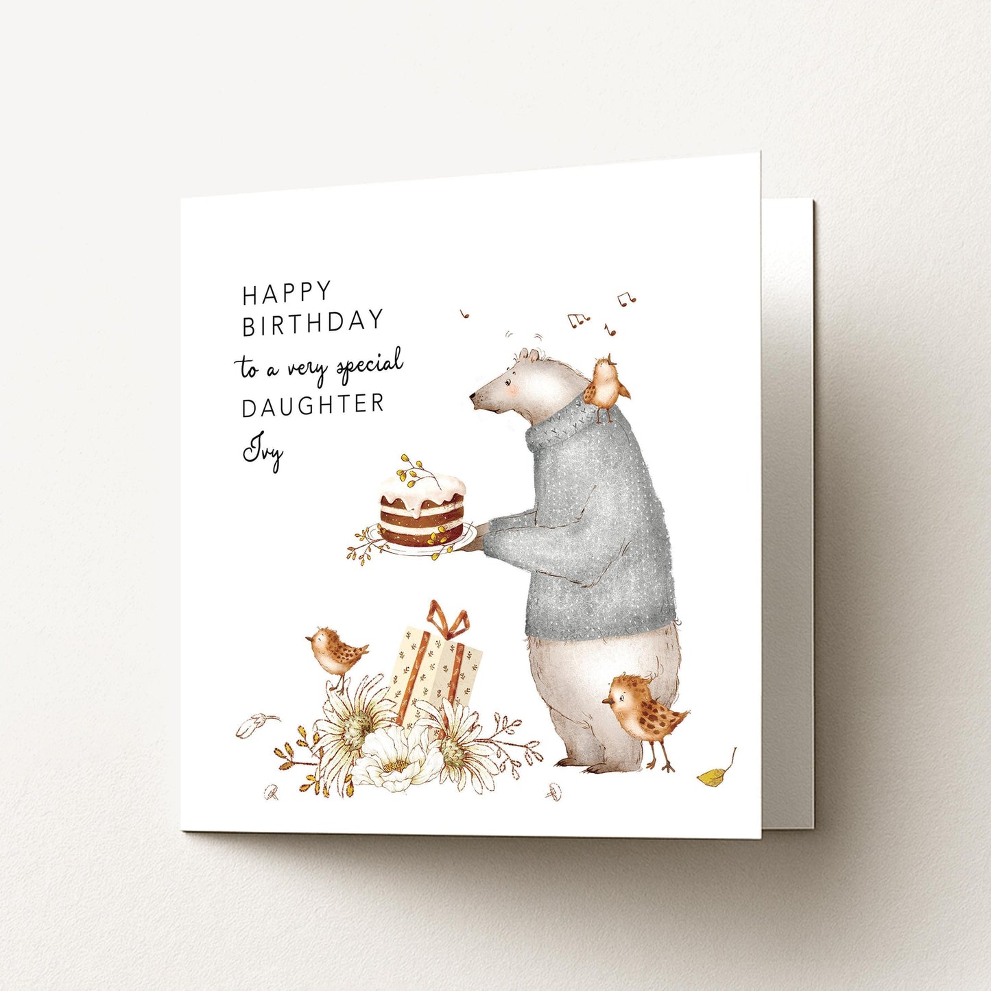 Daughter Birthday Card - Personalised Cute Bear