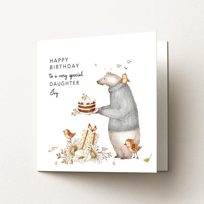 Daughter Birthday Card - Personalised Cute Bear