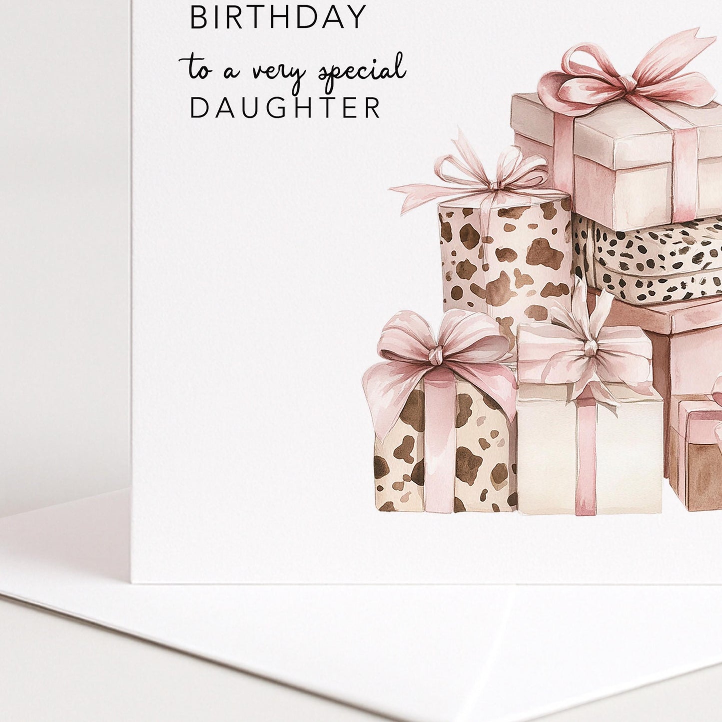 Daughter Birthday Card - Personalised Watercolour Gift Box Greeting Card
