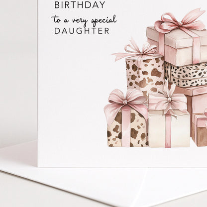 Daughter Birthday Card - Personalised Watercolour Gift Box Greeting Card