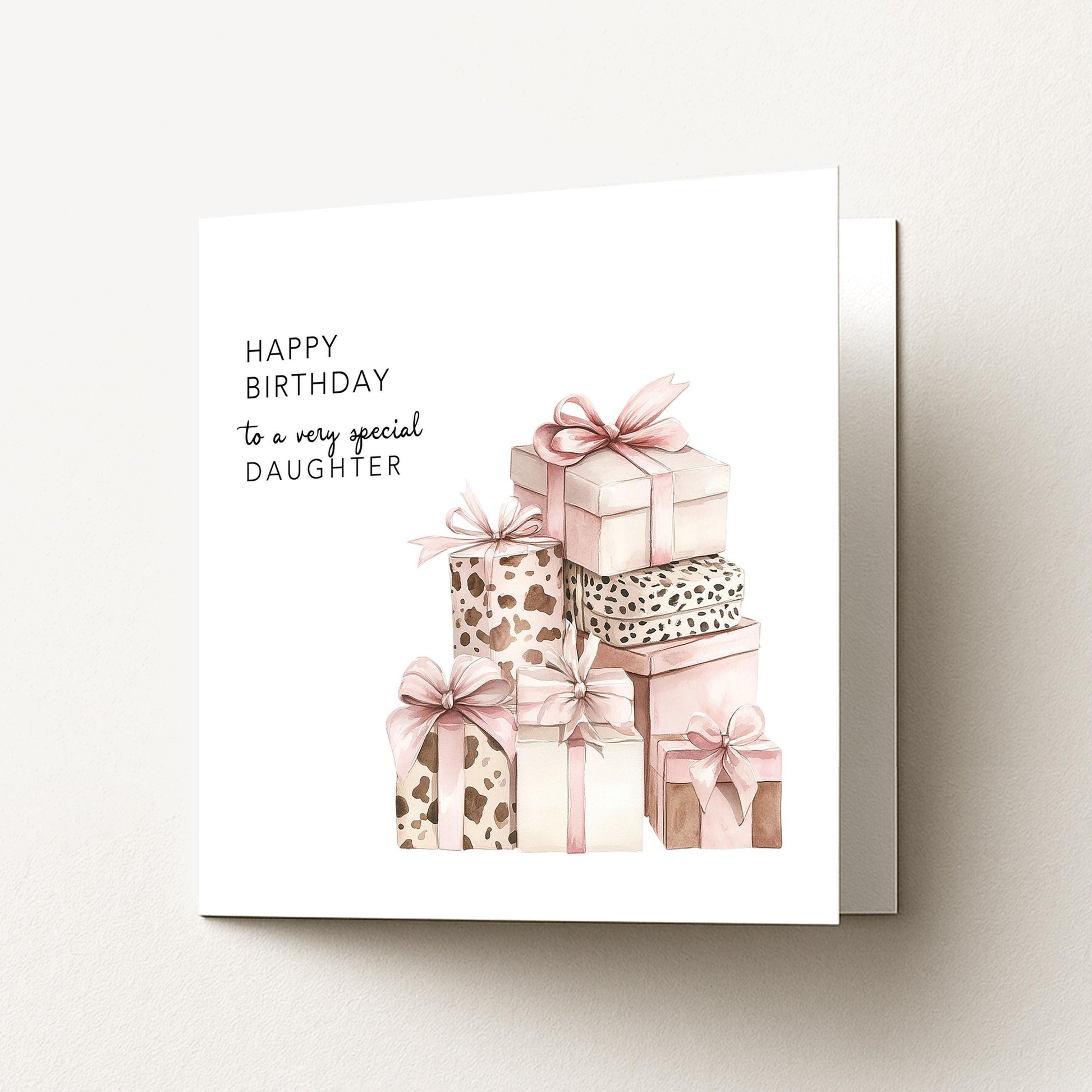 Daughter Birthday Card - Personalised Watercolour Gift Box Greeting Card