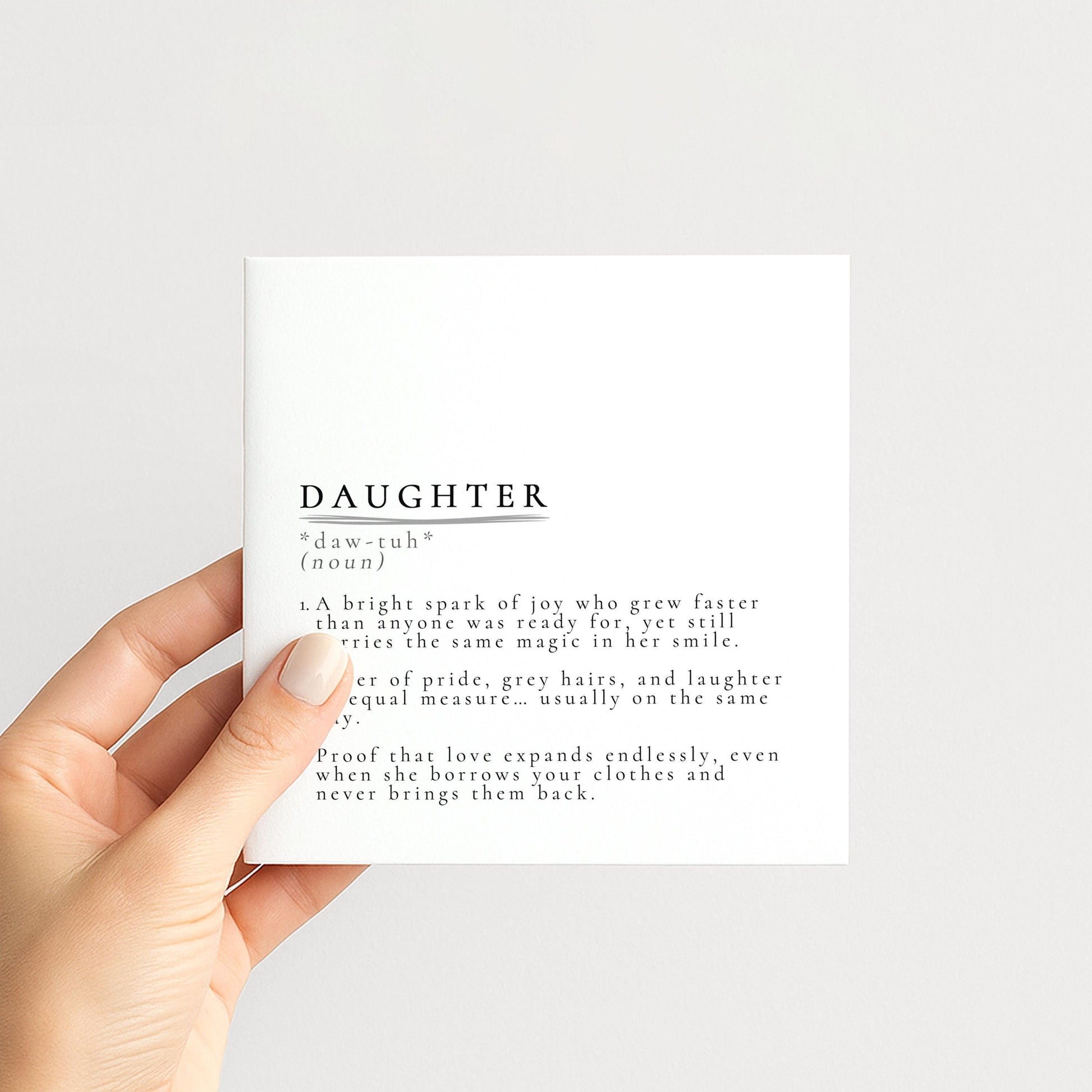 Daughter Definition Card – Minimalist Birthday Greeting With Timeless Sentiment