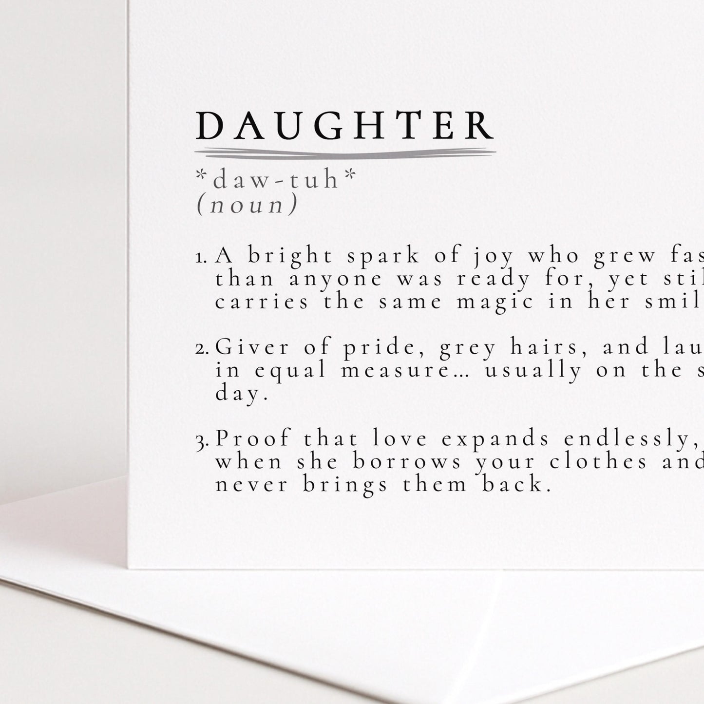 Daughter Definition Card – Minimalist Birthday Greeting With Timeless Sentiment