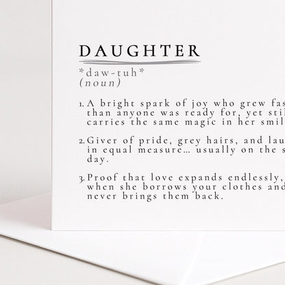 Daughter Definition Card – Minimalist Birthday Greeting With Timeless Sentiment