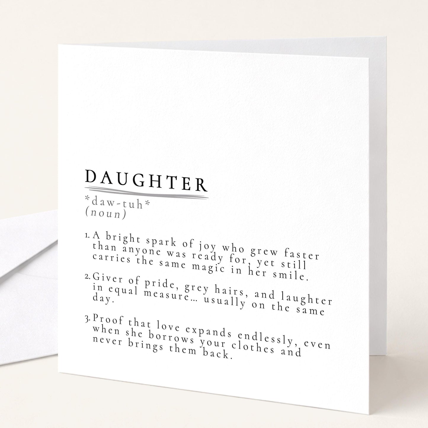 Daughter Definition Card – Minimalist Birthday Greeting With Timeless Sentiment