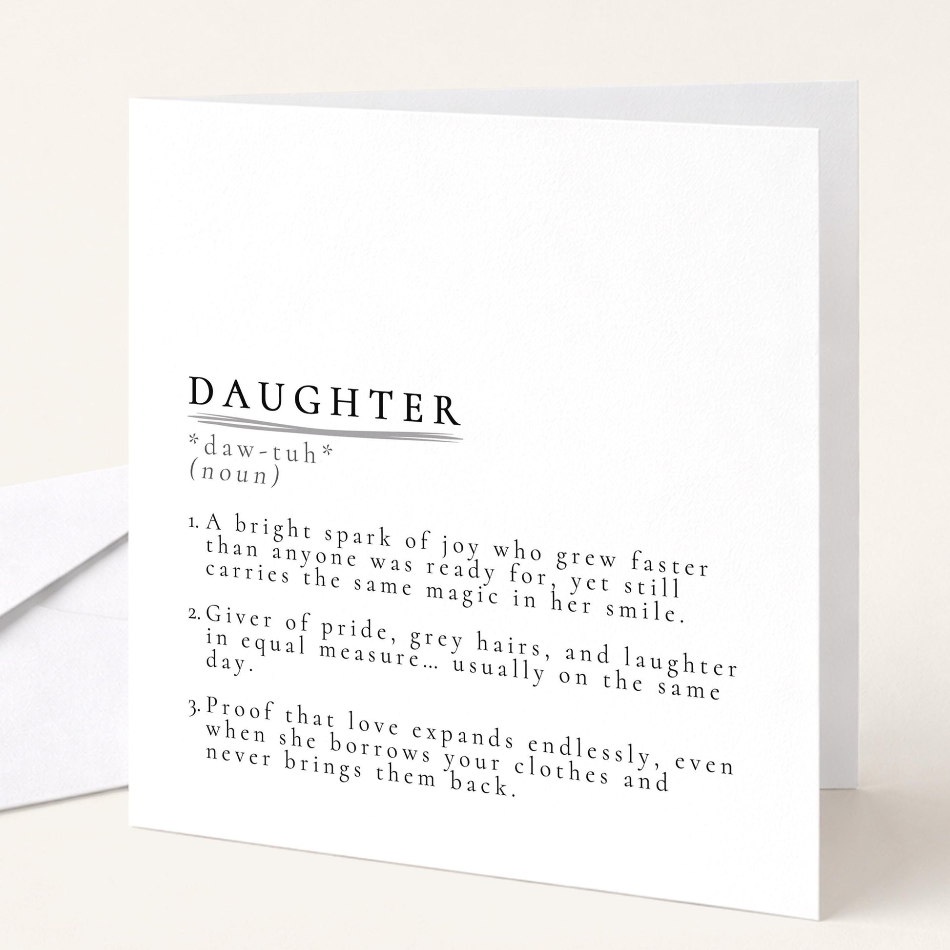 Daughter Definition Card – Minimalist Birthday Greeting With Timeless Sentiment