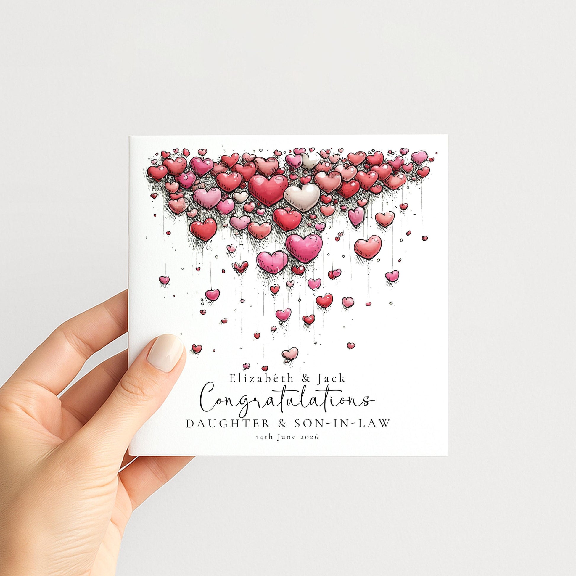 Daughter Son in Law Wedding Card – Personalised Heart Wedding Card Design