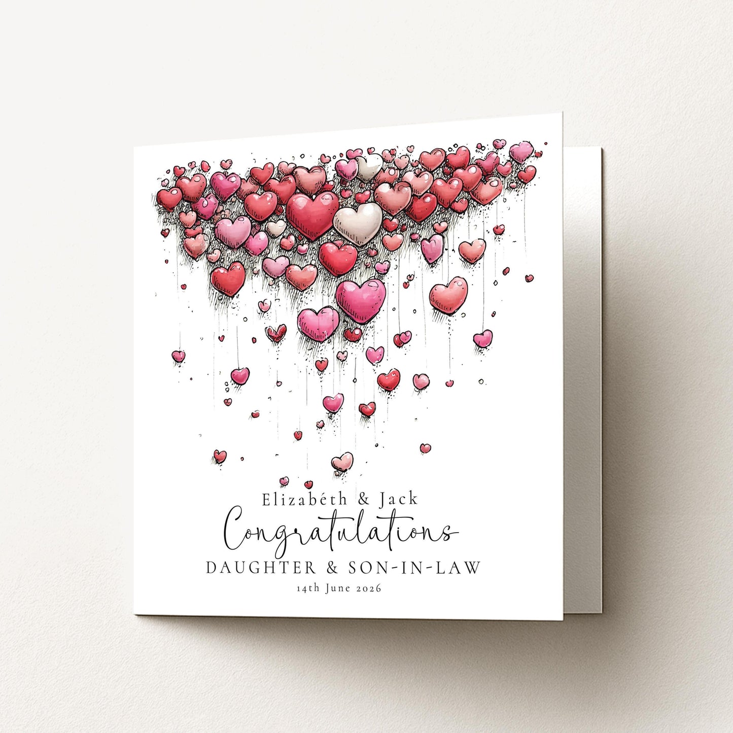 Daughter Son in Law Wedding Card – Personalised Heart Wedding Card Design