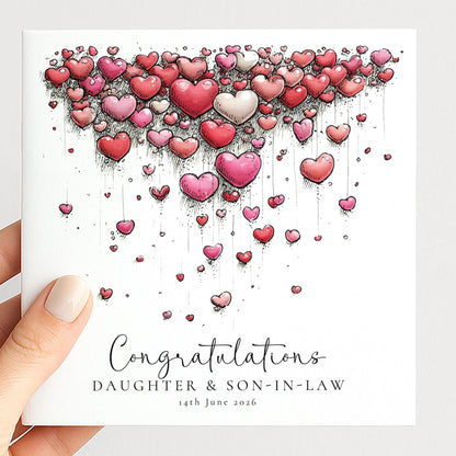 Daughter Son in Law Wedding Card – Personalised Heart Wedding Card Design
