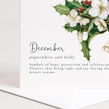 December Birth Flower Card