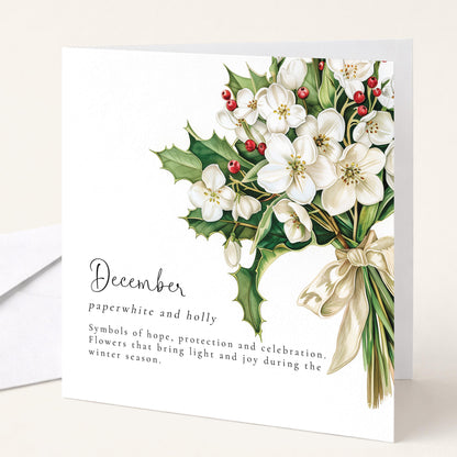 December Birth Flower Card