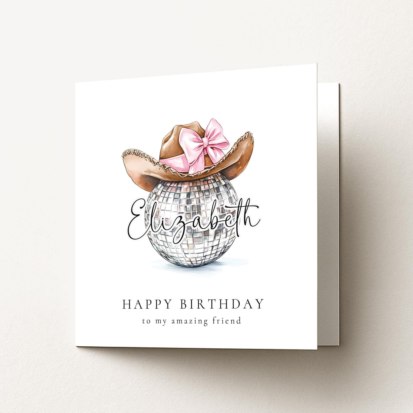 Disco Cowgirl Birthday Card Personalised