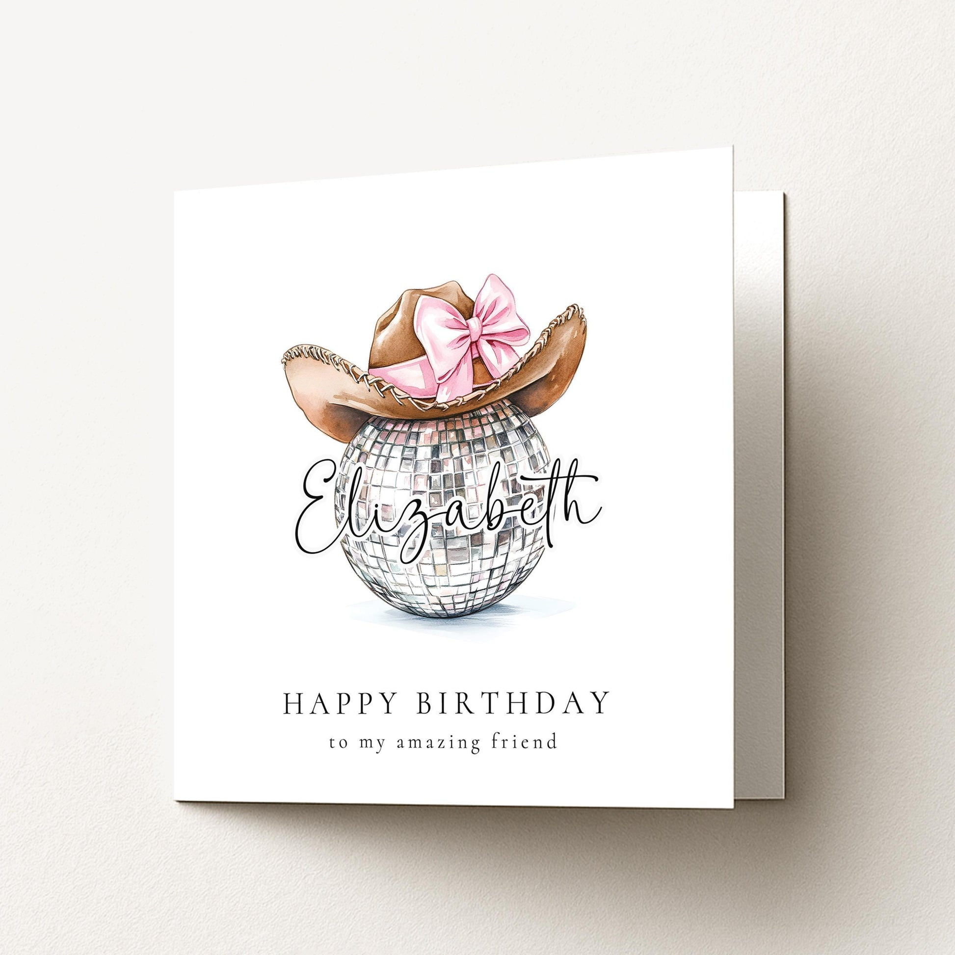 Disco Cowgirl Birthday Card Personalised