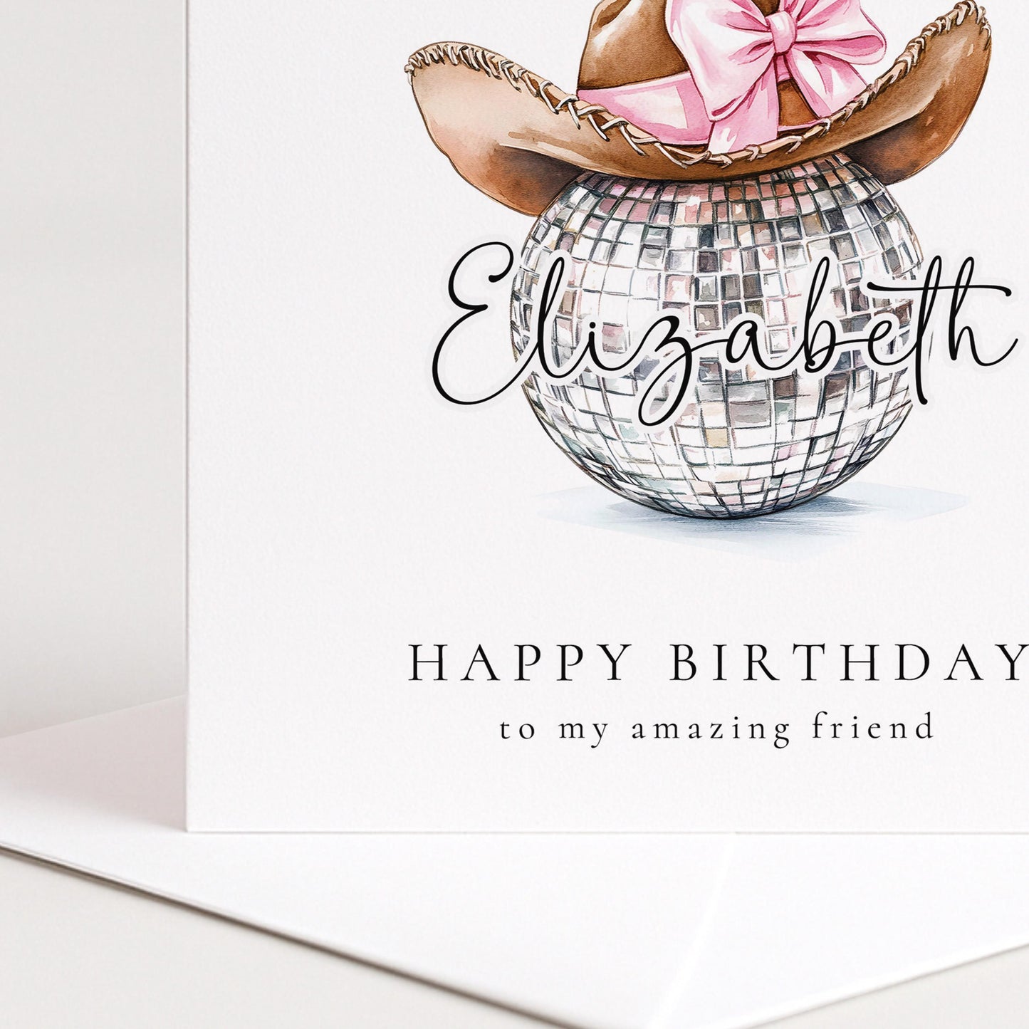Disco Cowgirl Birthday Card Personalised