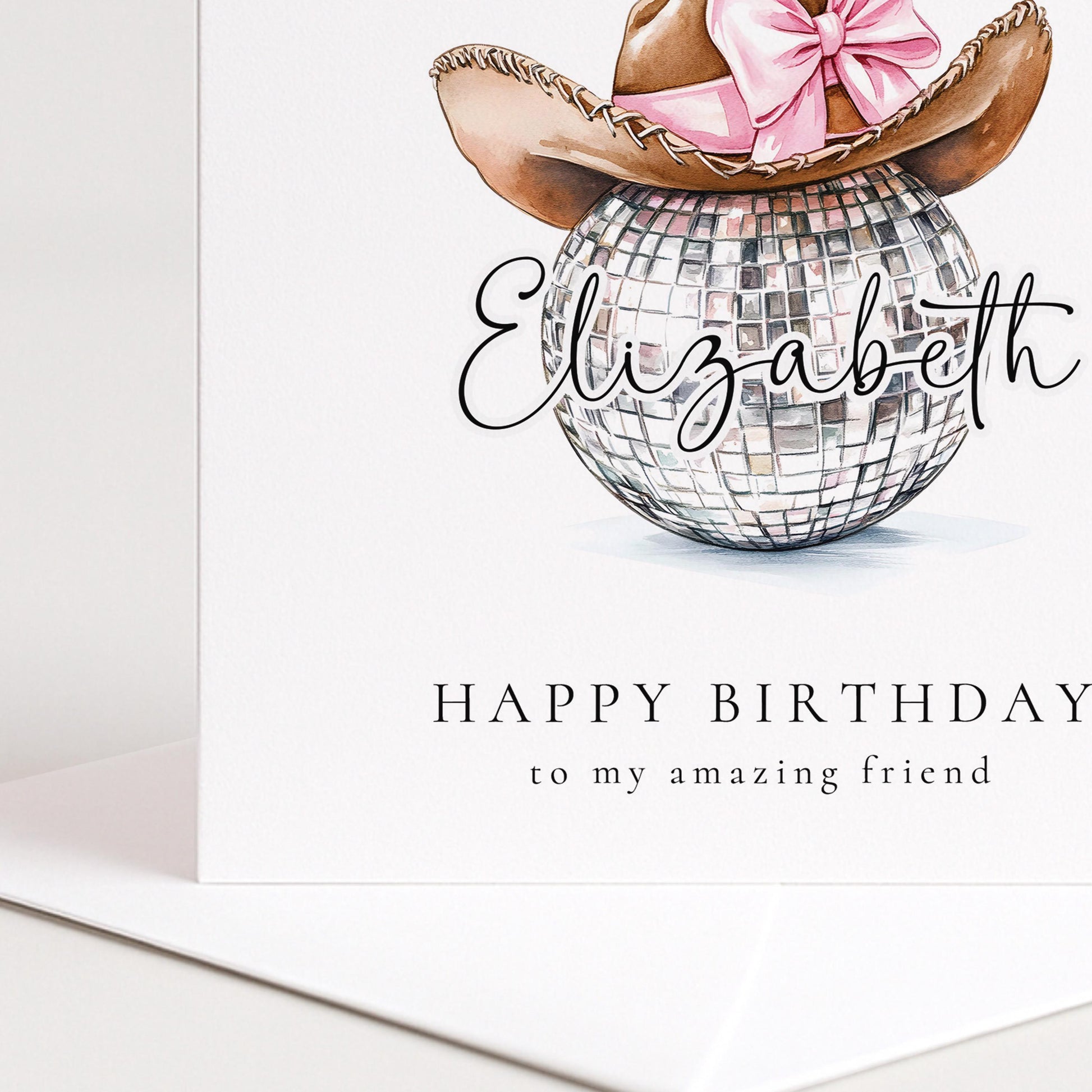 Disco Cowgirl Birthday Card Personalised