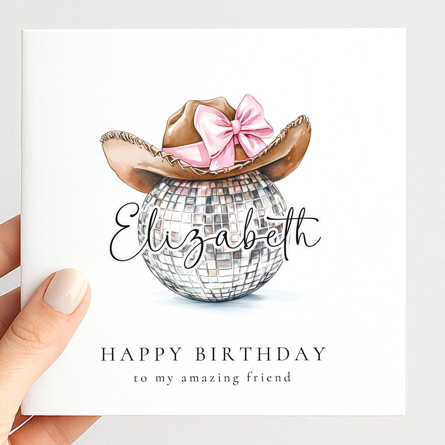 Disco Cowgirl Birthday Card Personalised