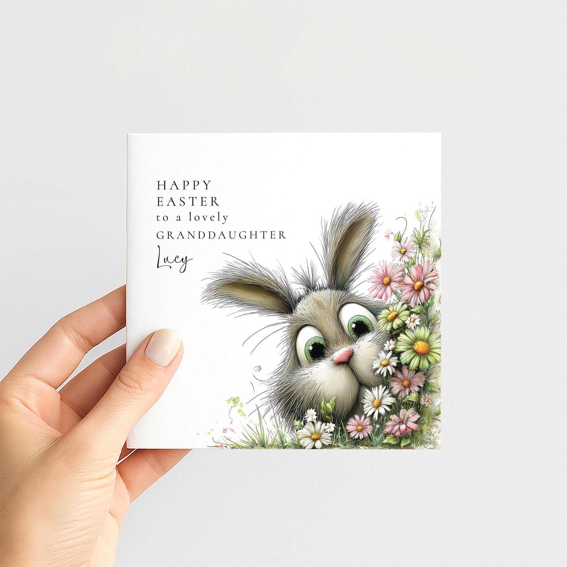 Easter Card Granddaughter - Personalised Bunny Easter Greeting Card Keepsake