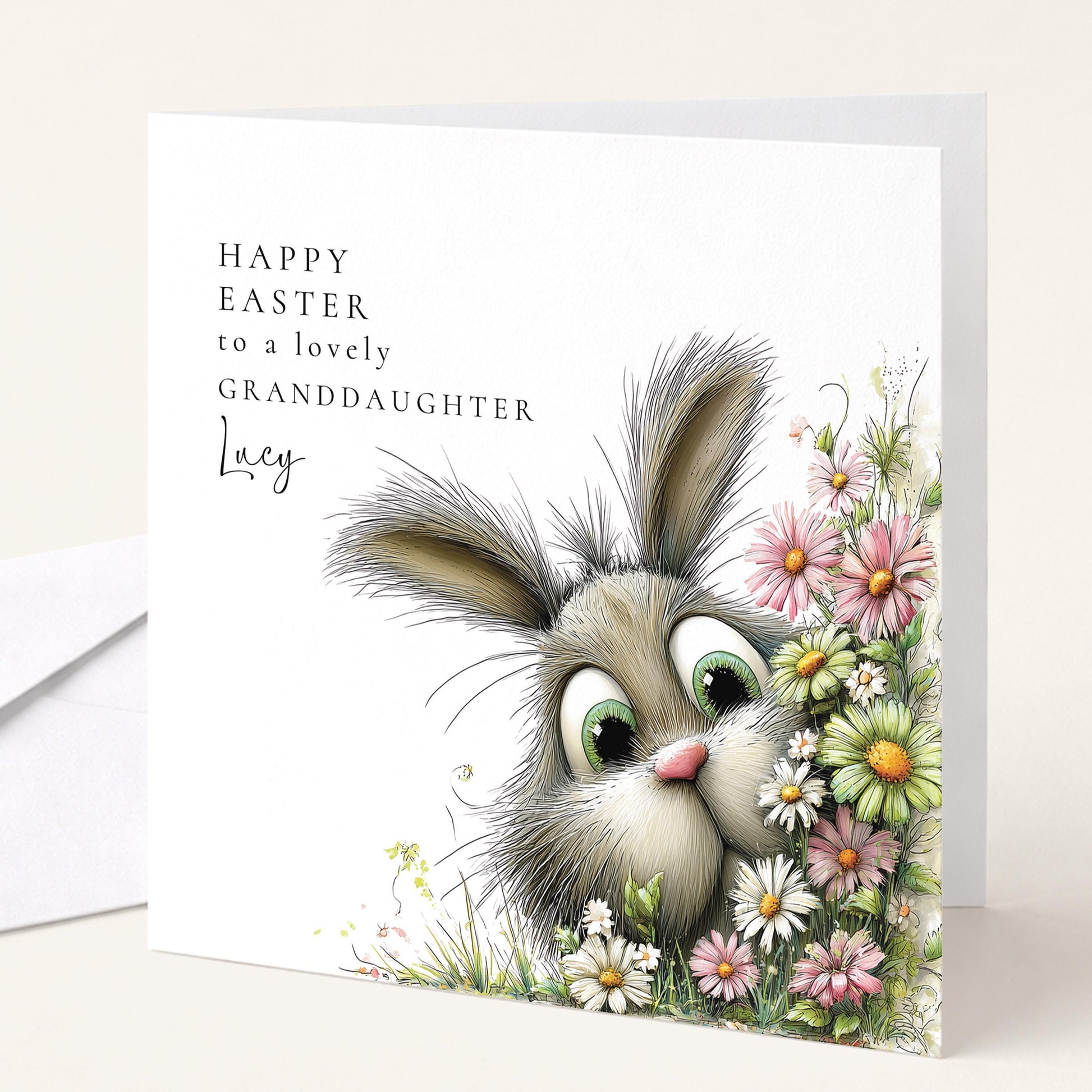 Easter Card Granddaughter - Personalised Bunny Easter Greeting Card Keepsake