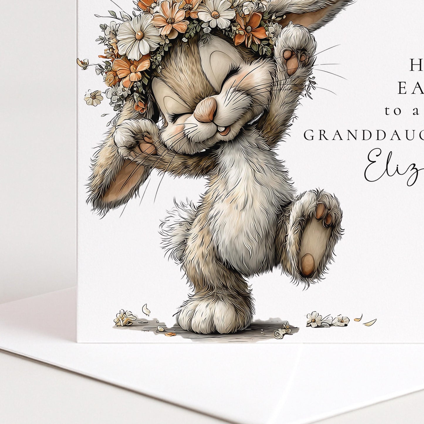 Easter Card Granddaughter - Personalised Bunny Spring Flower Keepsake Gift