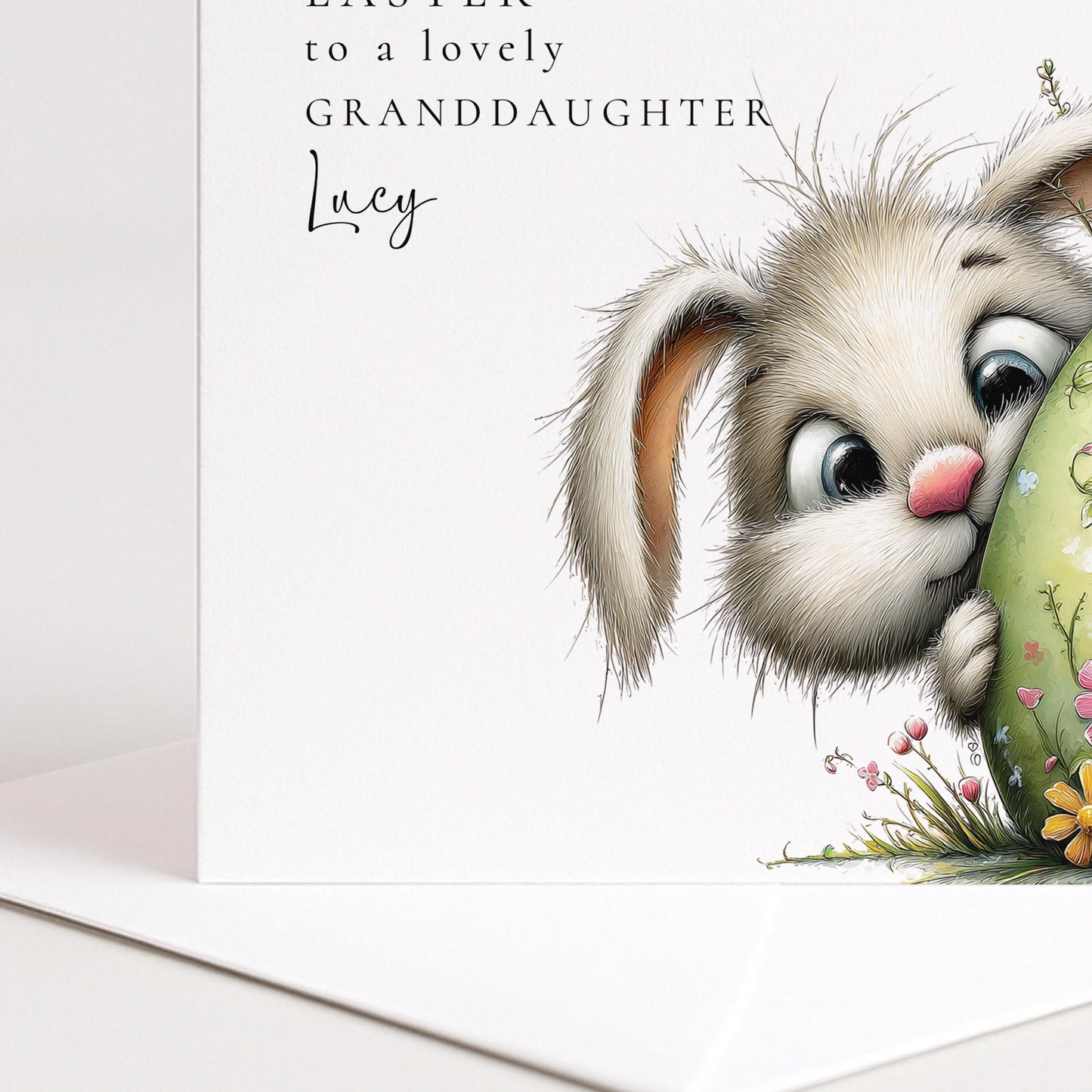 Easter Card Granddaughter – Personalised Easter Card With Cute Bunny Design