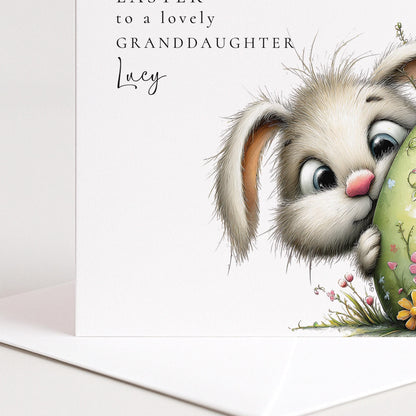Easter Card Granddaughter – Personalised Easter Card With Cute Bunny Design