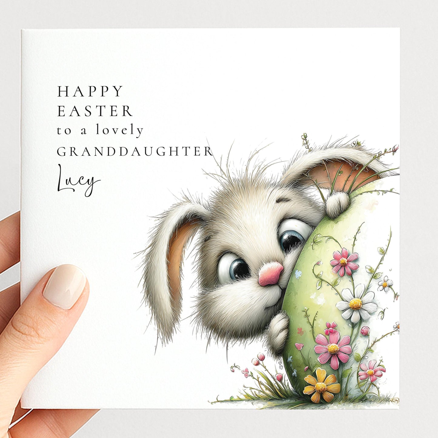 Easter Card Granddaughter – Personalised Easter Card With Cute Bunny Design