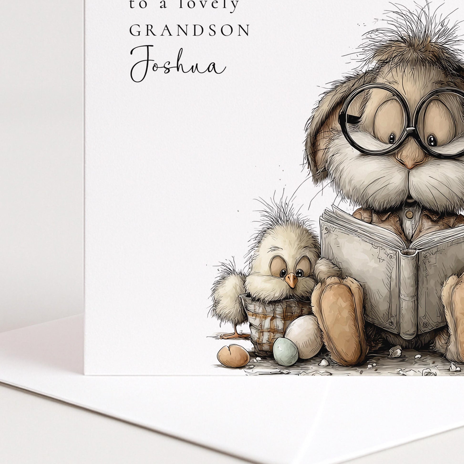 Easter Card Grandson – Personalised Bunny & Chicks Spring Greeting Card