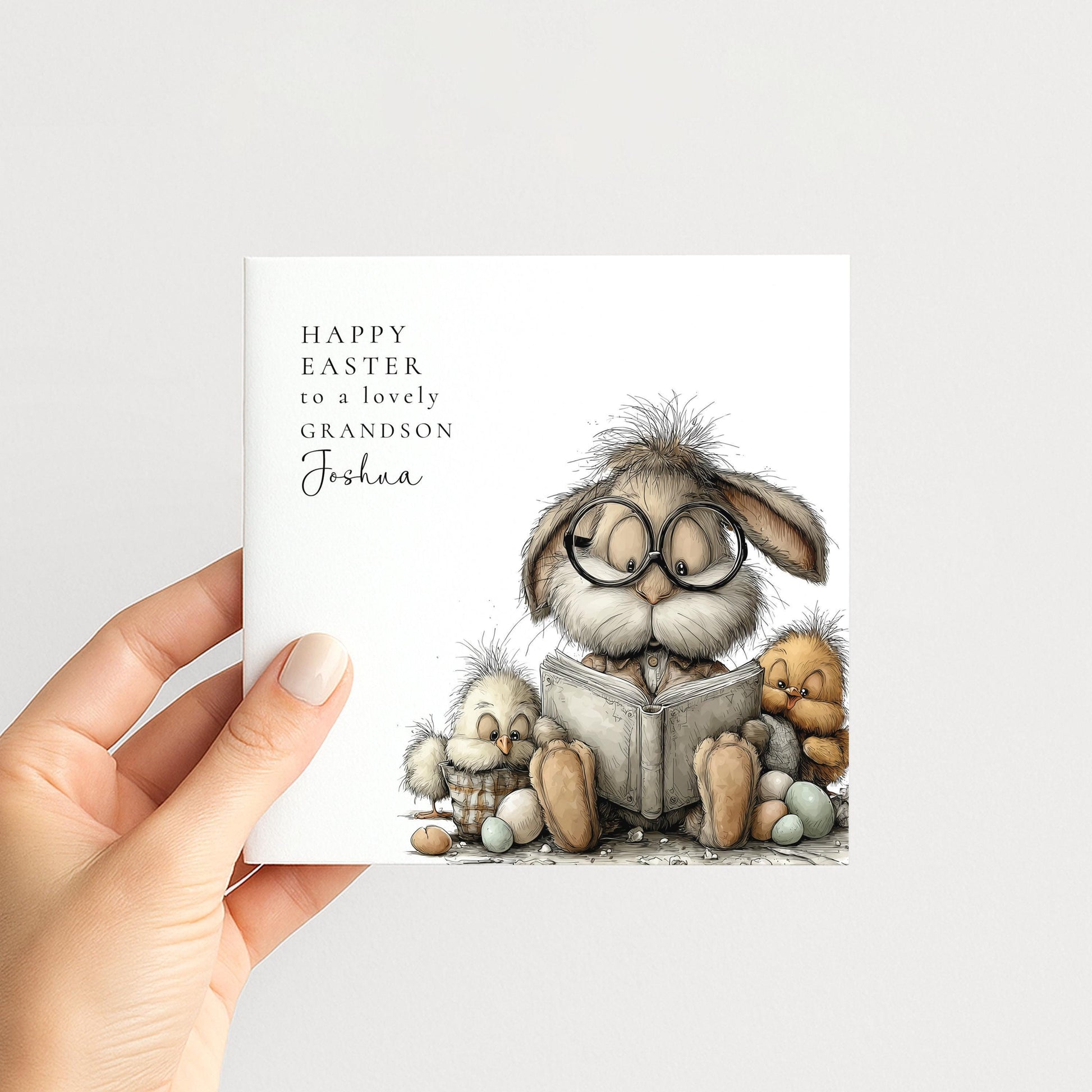 Easter Card Grandson – Personalised Bunny & Chicks Spring Greeting Card