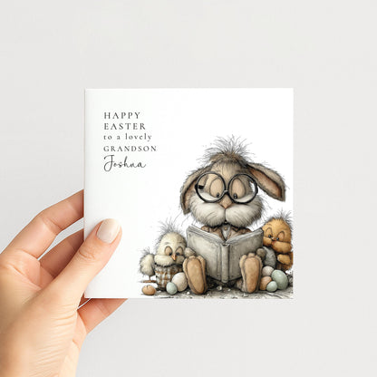 Easter Card Grandson – Personalised Bunny & Chicks Spring Greeting Card