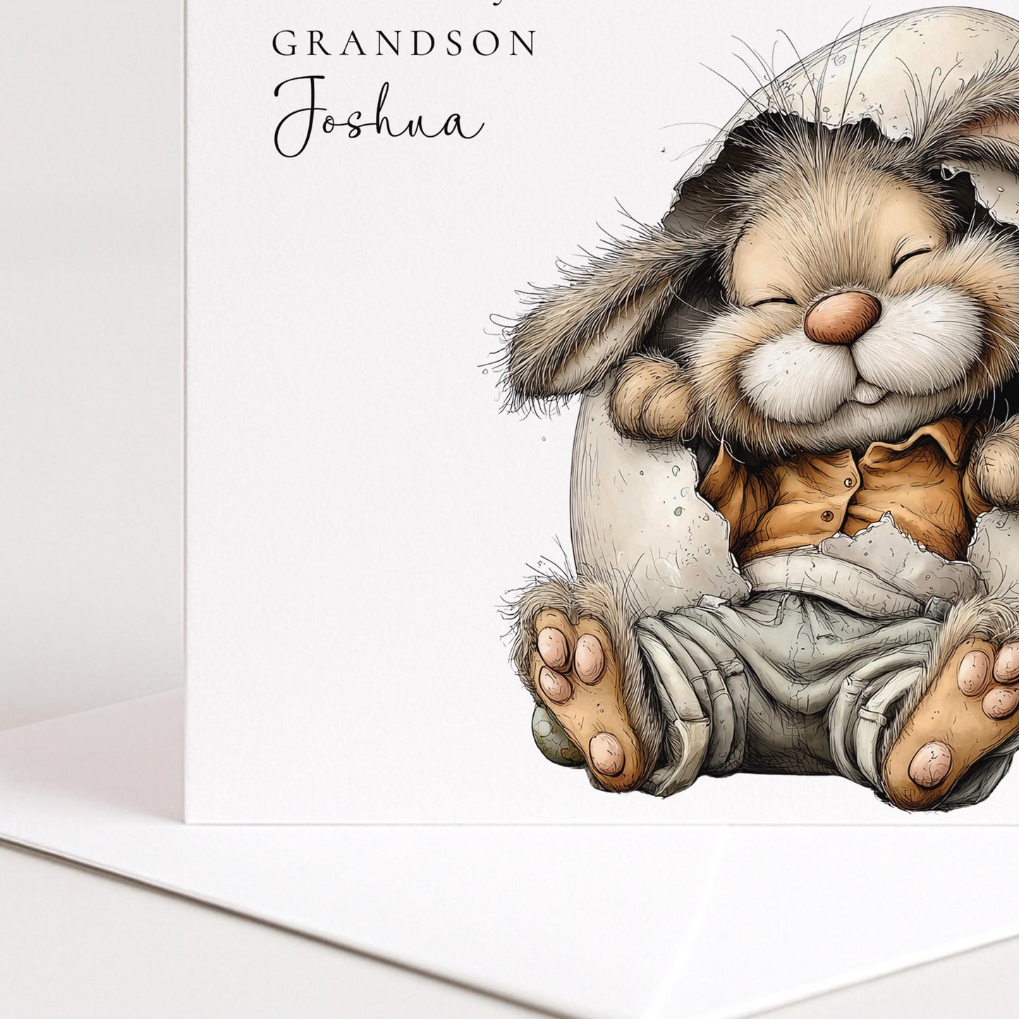Easter Card Grandson – Personalised Bunny Easter Card With Custom Name