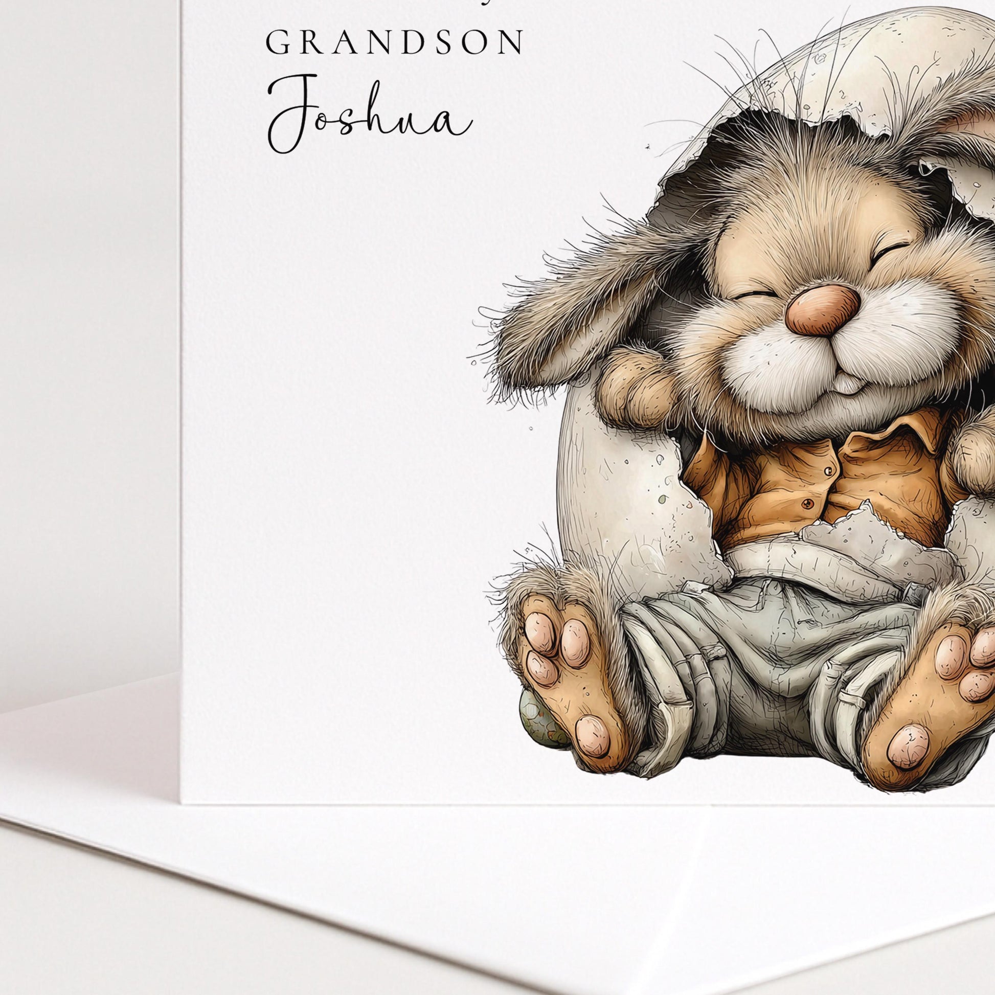 Easter Card Grandson – Personalised Bunny Easter Card With Custom Name