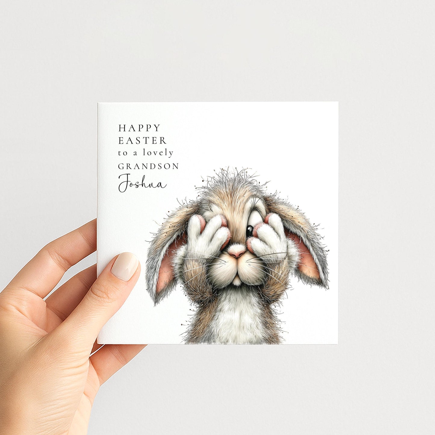 Easter Card Grandson - Personalised Bunny Keepsake With Matte Finish