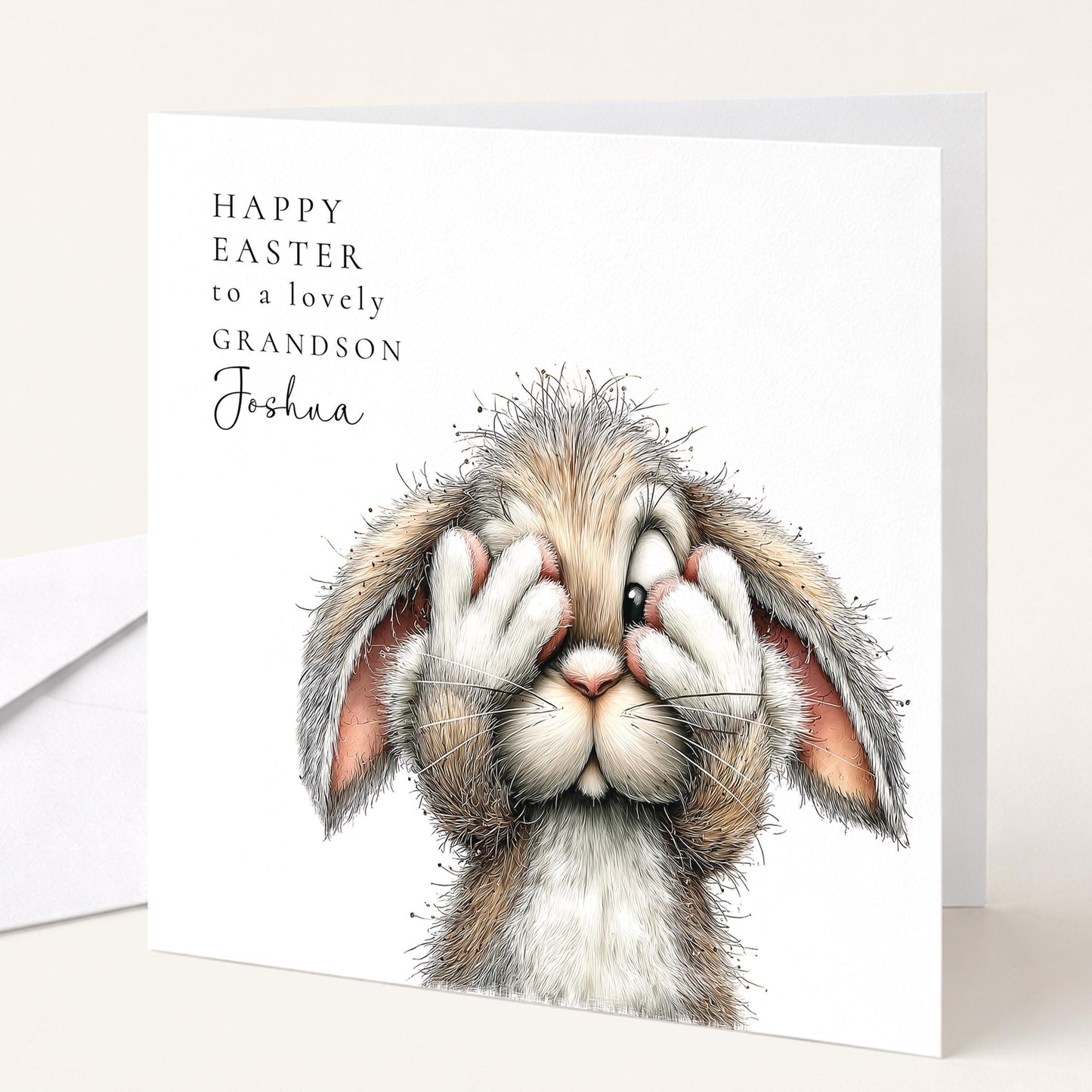 Easter Card Grandson - Personalised Bunny Keepsake With Matte Finish