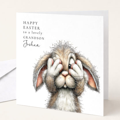 Easter Card Grandson - Personalised Bunny Keepsake With Matte Finish