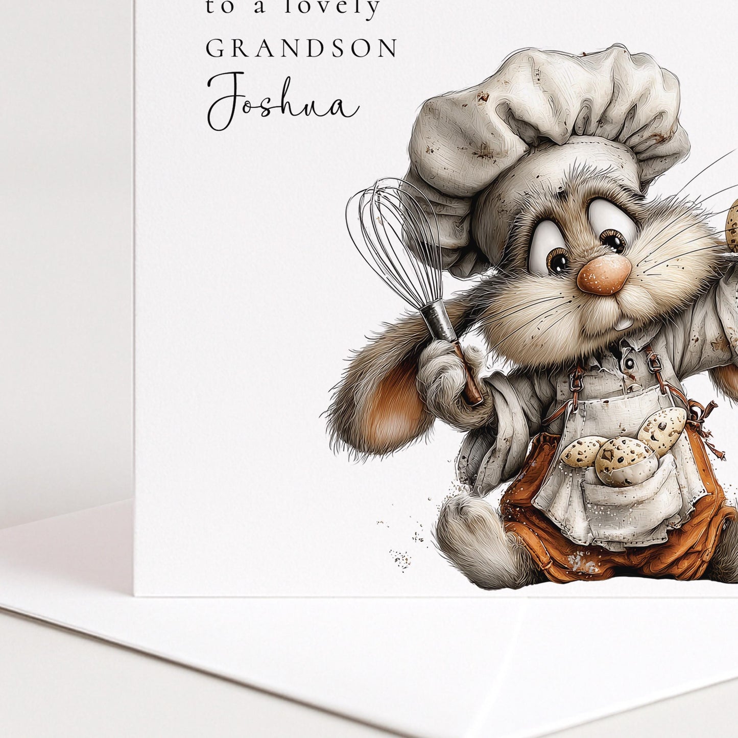 Easter Card Grandson - Personalised Cute Bunny Card With Matte Finish