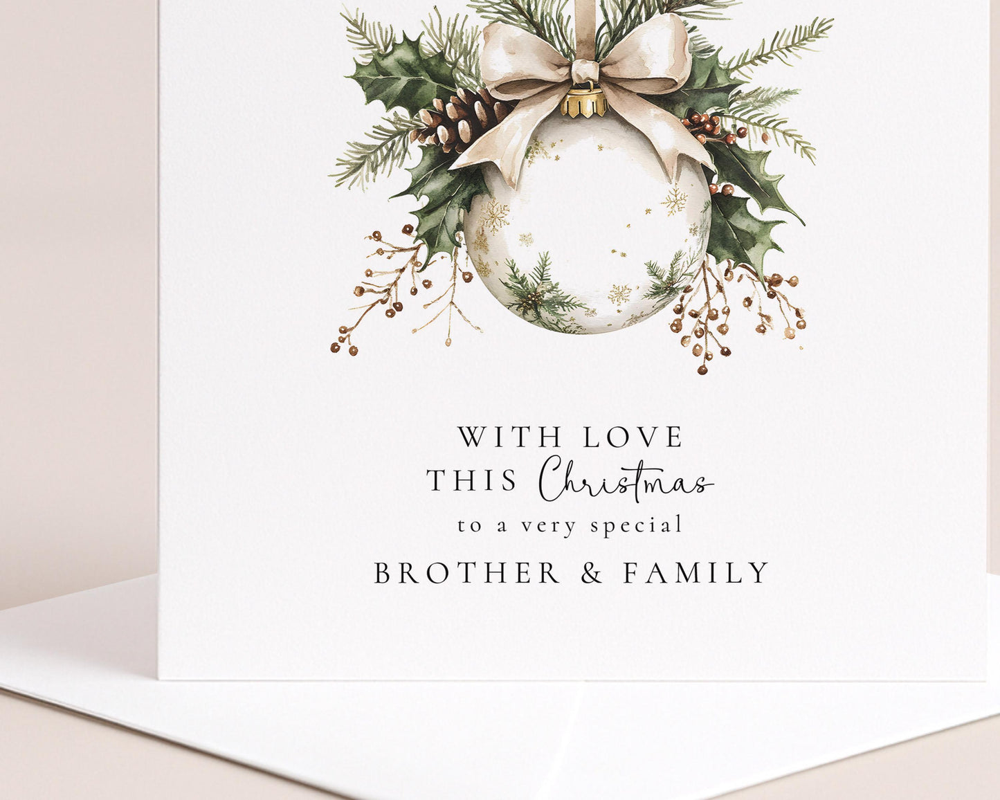 Elegant Christmas Card – Personalised Classic Holiday Card for Brother & Family