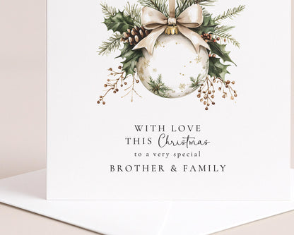Elegant Christmas Card – Personalised Classic Holiday Card for Brother & Family