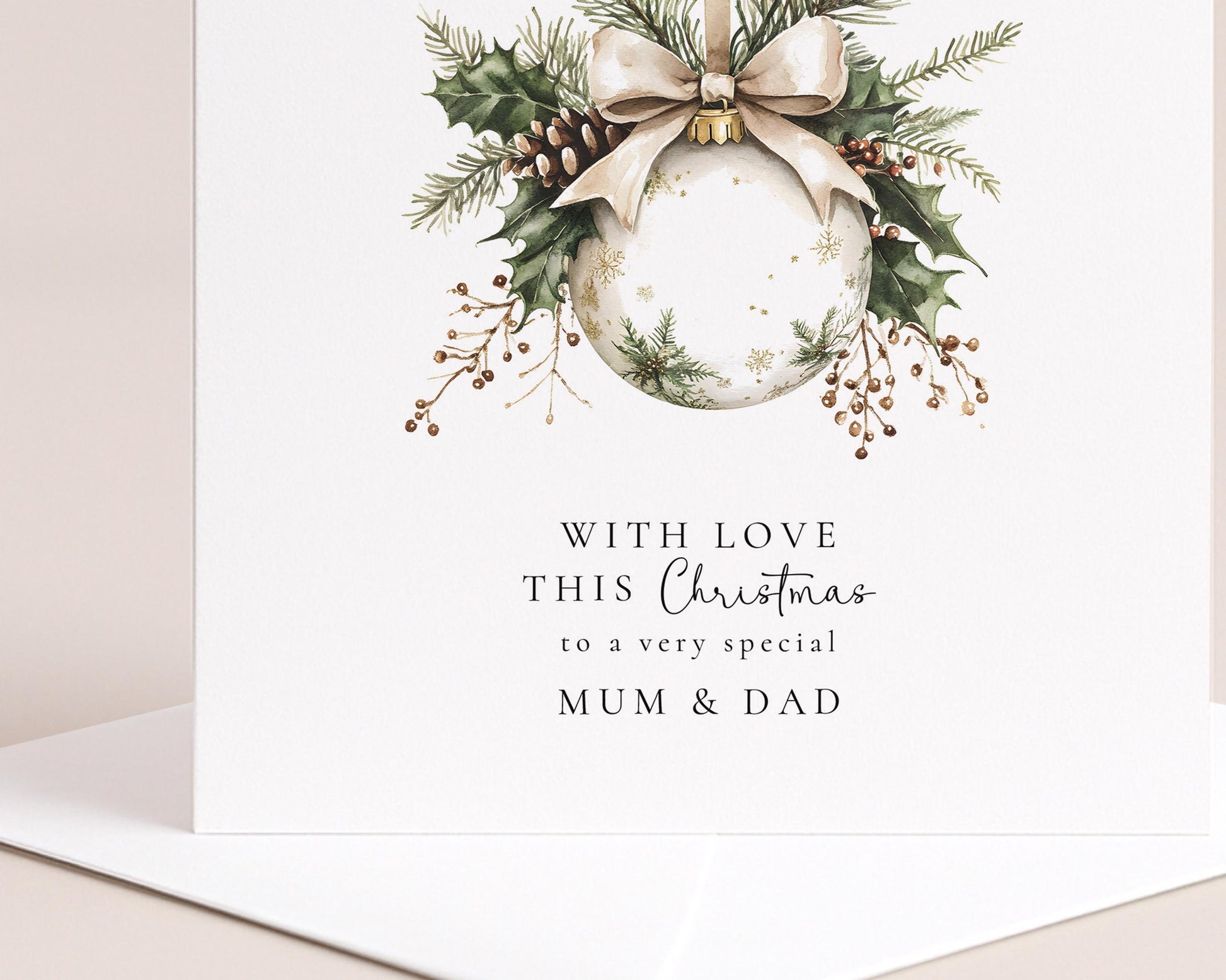 Elegant Christmas Card – Personalised Keepsake Holiday Greeting for Mum and Dad