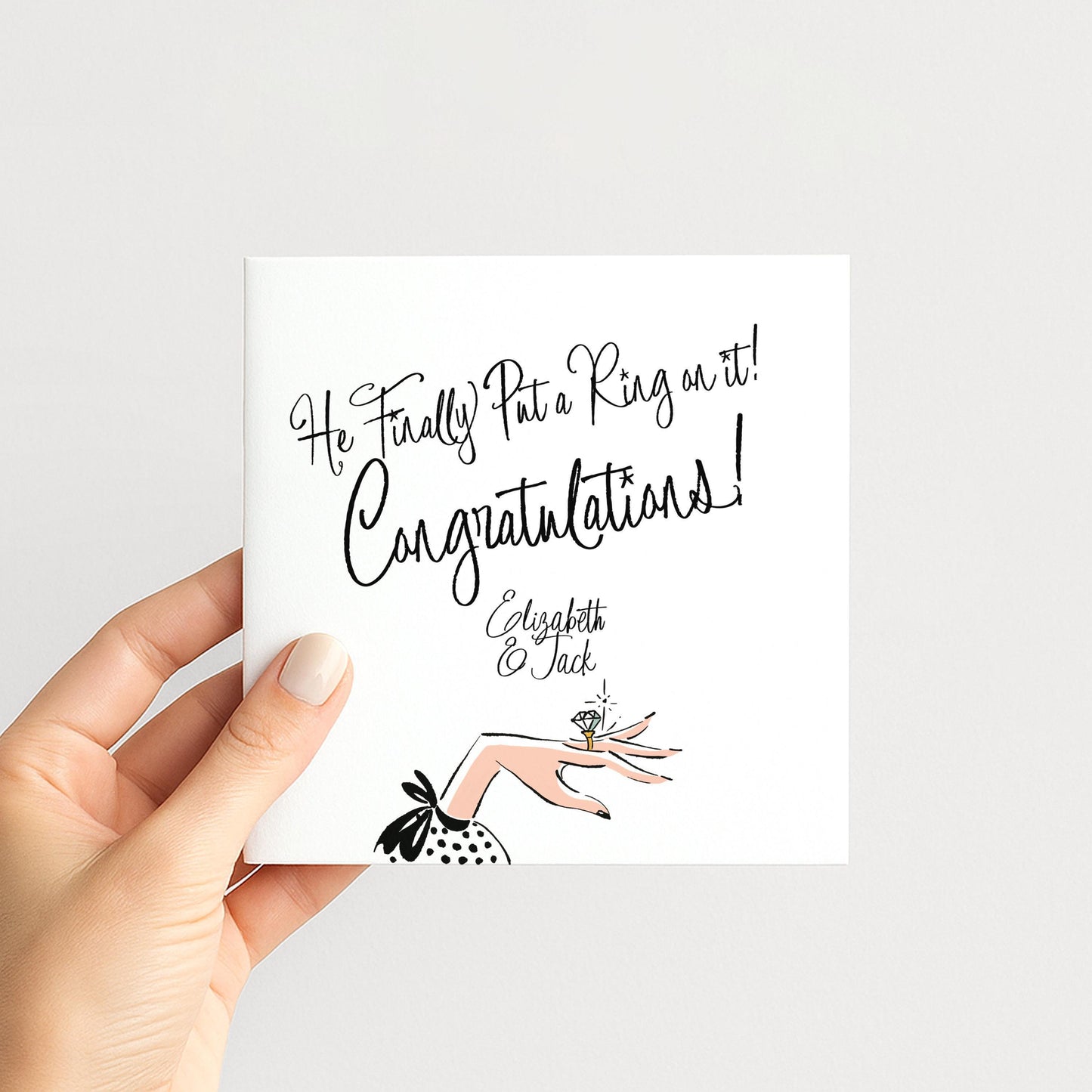 Engagement Card Couple – Personalised Stylish Matte Finish Card With Bold Script