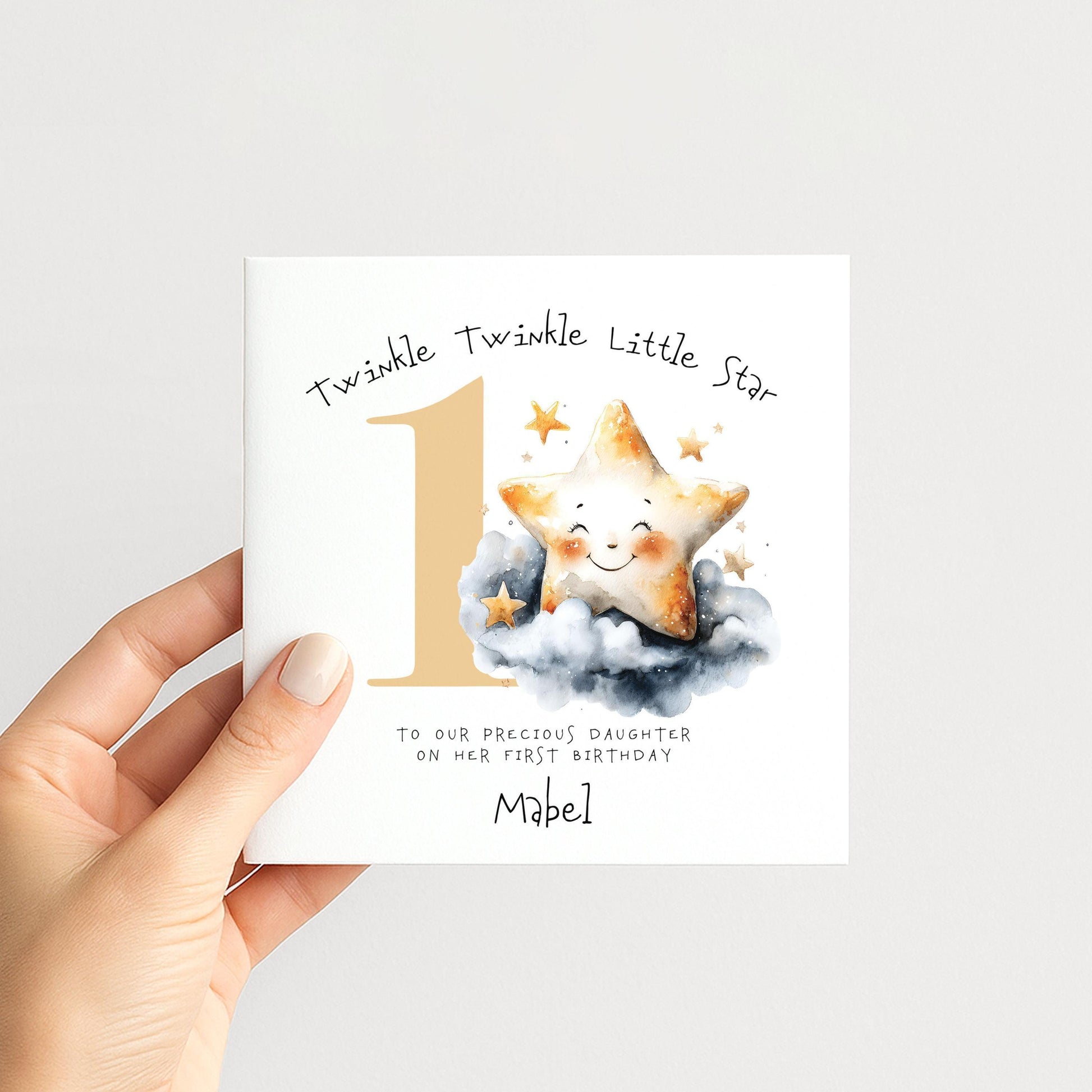 First Birthday Card - Personalised Twinkle Star Nursery Rhyme Keepsake