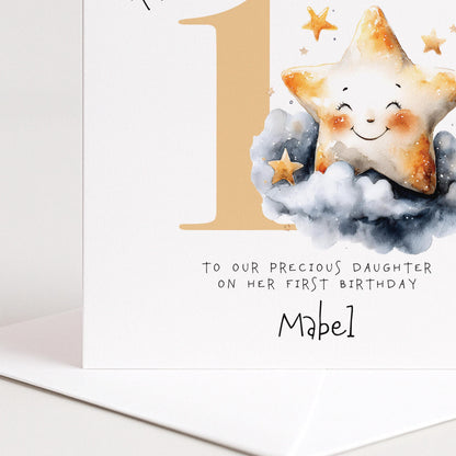 First Birthday Card - Personalised Twinkle Star Nursery Rhyme Keepsake